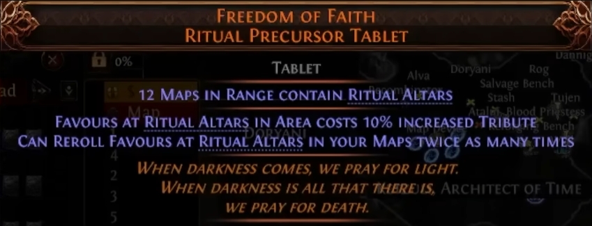 freedom of faith ritual precursor tablet effect